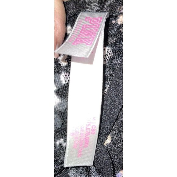 Victoria Secret PINK Bralette Bra Medium Push Up Blue Navy High Neck Halter Lace - Picture 12 of 14